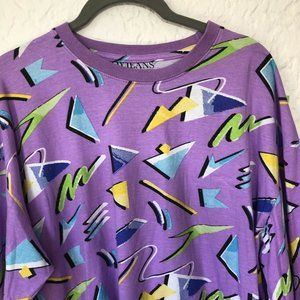 90s Y2K Graphic Long Sleeve Purple Tshirt Retro XL